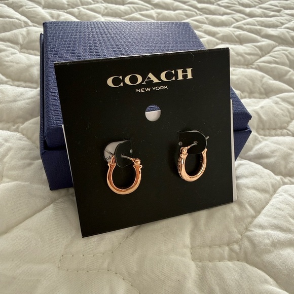 Coach Accessories - Coach Rose Gold Tone Mini Hoop Earrings